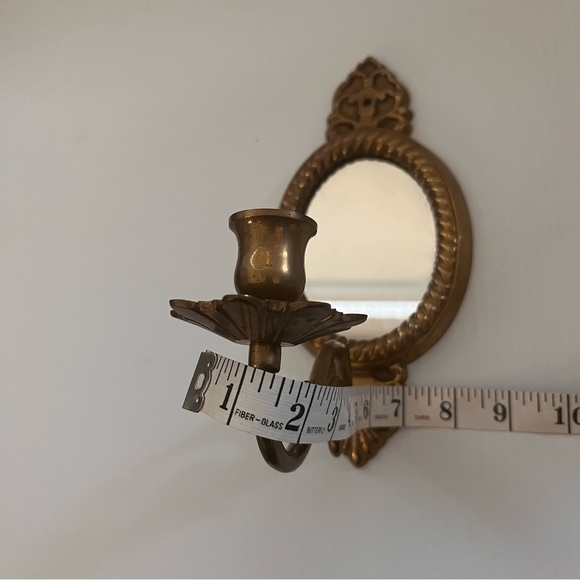 Andrea by Sadek Brass Vintage Small Mirrored Candle Wall Sconce - Picture 3 of 4